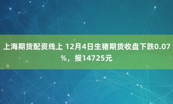 上海期货配资线上 12月4日生猪期货收盘下跌0.07%，报14725元