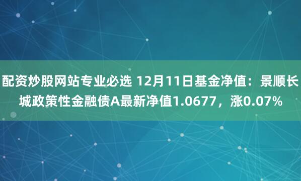 配资炒股网站专业必选 12月11日基金净值：景顺长城政策性金融债A最新净值1.0677，涨0.07%