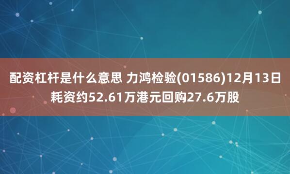 配资杠杆是什么意思 力鸿检验(01586)12月13日耗资约52.61万港元回购27.6万股