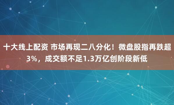 十大线上配资 市场再现二八分化！微盘股指再跌超3%，成交额不足1.3万亿创阶段新低