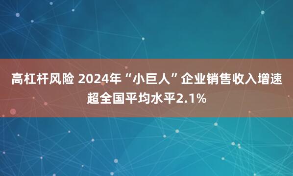 高杠杆风险 2024年“小巨人”企业销售收入增速超全国平均水平2.1%