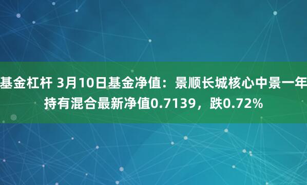 基金杠杆 3月10日基金净值：景顺长城核心中景一年持有混合最新净值0.7139，跌0.72%