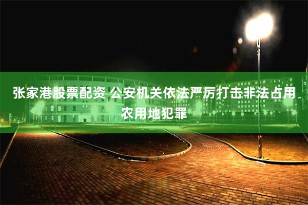 张家港股票配资 公安机关依法严厉打击非法占用农用地犯罪